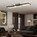 Taklampa LED Dimbar Svart Metall och Akryl för Vardagsrum Platt Takarmatur med Fjärrkontroll och Justerbart Ljus 70x30x7 cm 43W
