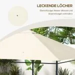 Ersättningstak Paviljongtak Kräm av Polyester för Trädgårdsmöbler och Paviljong Vattentät med UV-Skydd Väderbeständig Topp 3,97 x 2,97 m