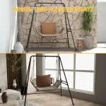 Hängstolsram Stativ Svart av Stål för Inomhus och Utomhusbruk Stabilt Stativ för Hängande Stolar Lastkapacitet upp till 150 kg 178 x 143 x 180 cm