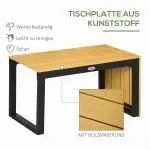 Loungegrupp i Aluminium 3 Personer, Modern Utemöbel med Soffa och Fåtölj, Inkluderar Dynor i Trälook, Mörkgrå/Natur