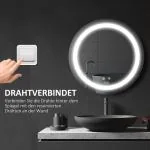 Kleankin Badrumsspegel LED Spegel Silver av Glas för Modernt Badrum Rund Spegel med Touchfunktion och Anti-Fog Ø 50 cm
