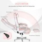 Gamingstol Spelstol Rosa av Konstläder och Metall för Kontor Ergonomisk med Fotstöd och Ländkudde 120 kg