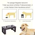 Upphöjd Matbar Rostfria Skålar Ergonomisk Matstation för Hundar MDF Skonar Nacke och Rygg Kaffebrun 58,4 X 30,5 X 25,4 Cm