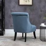 TV-Fåtölj i Blått Linnetyg, Bekväm Relaxstol med Ryggkudde och Träben, Elegant Vilostol för Vardagsrum, Blå, 52,5 x 69 x 77 cm