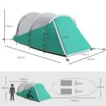 Tunneltält Campingtält Grön av Polyester för Trädgård och Camping Familjetält för 5 Personer med 2 Rum Vattenpelare 3000 mm