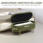 Förvaringsbänk med Gångjärnslock och Tygöverdrag i Trä och Metall, Mörkgrön+Guld