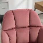 Skrivbordsstol Ergonomisk med Justerbar Höjd i Sammetsoptik för Kontor Ergonomisk och Stabil Rosa Tyg och Metall upp till 120 kg