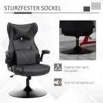 Ergonomisk Gamingstol med Gungfunktion, Bekväm Kontorsstol i Konstläder, Höj- och Sänkbar Sits för Spel och Arbete, Svart