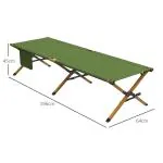Solstol Trädgårdssäng Mörkgrön av Oxford Tyg och Metall för Trädgård och Balkong Hopfällbar Relaxsäng med Sidficka 196 x 64 x 45 cm