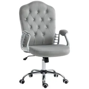 Kontorsstol Skrivbordsstol Ljusgrå av Konstläder och Metall för Kontor Ergonomisk och Höjdjusterbar Vridbar 120 kg