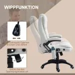 Kontorsstol Chefsstol Vit av Teddy Sammet och Metall för Kontor Massagefunktion med Värme och Fotstöd 67 x 74 x 107-116 cm