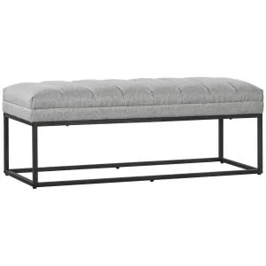 Bänk Sängbänk Ljusgrå av Stål och Linnelook för Sovrum och Hall Stoppad Sminkbänk Lastkapacitet upp till 200 kg 120 x 44 x 45,5 cm