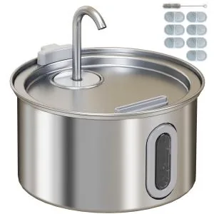 Kattfontän 2.5 L och Vattenfontän för Katter med Tyst Pump och Aktivt Kolfilter Hållbar och Säker Vit Plast 19.4 x 19.4 x 18.7 cm