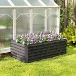 Odlingslåda Metall Mörkgrå Stål för Trädgård och Uteplats Planteringslåda med Öppen Botten Robust och Väderbeständig 180x90x57,5 cm