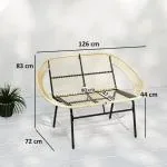Trädgårdsbänk Parkbänk 2-Sits Khaki av Polyrotting för Balkong och Terrass Väderbeständig Bänk med Ryggstöd 126 x 72 x 83 cm