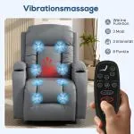 Massagestol med Värme Ljusgrå Konstläder för Vardagsrum Roterbar Relaxfåtölj med Gungfunktion och Fjärrkontroll Bekväm Avkoppling