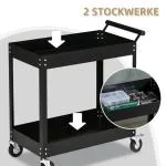 Verkstadsvagn Verktygsvagn med 2 Nivåer Svart av Stål för Garage och Verkstad Transportvagn med Hjul 150 kg 84,5 x 38 x 84 cm