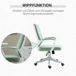 Ergonomisk Kontorsstol i Grönt Tyg, Justerbar Skrivbordsstol med Vippfunktion, Bekväm Arbetsstol för Hemmakontor, Grön, 62 x 69 x 92-100 cm