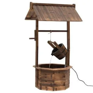 Trädgårdsfontän Dekorativt Fontänvattenfall Massivt Trä Justerbar för Trädgård och Terrass Brun 68 X 57 X 118 Cm