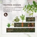T-Formad Odlingslåda i Stål, Upphöjd Planteringsbänk i 3 Nivåer, Ergonomisk Odling med Handskar, Mörkgrå, 118 x 118 x 62 cm