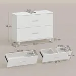 Tvättställsskåp Fristående Vit MDF för Badrum Modernt Underskåp med 2 Lådor Platsbesparande Förvaring utan Handfat Stilren Design