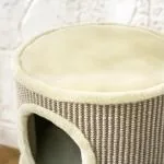 Klöstunna 2 Våningar Khaki och Mörkbrun Plysch för Katter Kattgrotta med Klösmatta Kompakt Design 36x36x49 cm