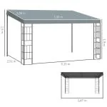 Pergola med Justerbart Tak, Modern Trädgårdspaviljong i Metall, Skapar Skugga och Rumskänsla på Uteplatsen, Grå, 4 x 3 m