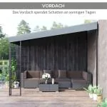 Pergola med Justerbart Tak, Modern Trädgårdspaviljong i Metall, Skapar Skugga och Rumskänsla på Uteplatsen, Grå, 4 x 3 m