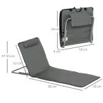 Strandmatta Strandstolar Set med 2 Beige av Oxford Tyg för Strand och Camping Justerbart Ryggstöd med Väska 124 x 53 x 45 cm
