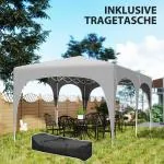 Lusthus Paviljong Pop-Up Partytält Ljusgrå av Polyester och Metall för Trädgård och Camping Vintertätt Tält med 6 Sidopaneler 3 x 6 m