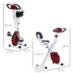 Motionscykel med Magnetiskt Motstånd, Justerbar Träningscykel med 8 Nivåer, Kompakt Fitnesscykel för Hemmaträning, Röd/Vit, 43 x 97 x 109 cm