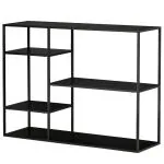 Bokhylla i Metall med 5 Hyllplan, Stilren Förvaringshylla för Kök och Vardagsrum, Robust Konstruktion, Svart, 120 x 35 x 87,5 cm
