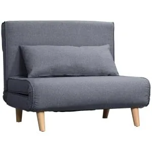Bäddfåtölj i Skandinavisk Stil, Hopfällbar Enkelsoffa med Justerbart Ryggstöd, Bekväm Gästsäng för Små Utrymmen, Grå, 95 x 95 x 80 cm