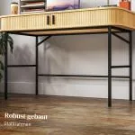 Skrivbord Datorbord Ek av Stål och Trä för Studiekontor Arbetsbord med Förvaringsutrymme och Hylla 120 x 60 x 76,5 cm