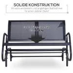 Gungstol Trädgårdsbänk Svart Metall för Trädgård och Terrass 2-Sits Parkbänk Väderbeständig och Bekväm 120 X 70 X 88 Cm