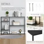 Bokhylla i Metall med 5 Hyllplan, Stilren Förvaringshylla för Kök och Vardagsrum, Robust Konstruktion, Svart, 120 x 35 x 87,5 cm