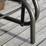 Gungstol för Trädgård Stabil Svart Metall för Avkoppling på Balkong och Terrass med Armstöd och Ryggstöd Upp till 120 kg för Utomhusbruk