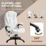 Kontorsstol Chefsstol Vit av Teddy Sammet och Metall för Kontor Massagefunktion med Värme och Fotstöd 67 x 74 x 107-116 cm