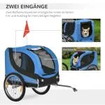 Hundsläp Cykelvagn Blå Svart Oxford Tyg för Hundar och Husdjur med Dragkrok och Nätfönster 130 X 73 X 90 Cm