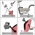 X-Bike 2-i-1 Motionscykel med LCD-skärm och Pulsmätare, Hopfällbar, 8 Nivåers Magnetiskt Motstånd, 1 Par Spännlinor, Stålrosa, 105 x 48 x 118 cm