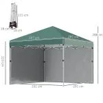 Lusthus Paviljong Pop-Up Partytält Grön av Polyester och Metall för Trädgård och Camping Vintertätt Tält med 2 Sidoväggar 3 x 3 m