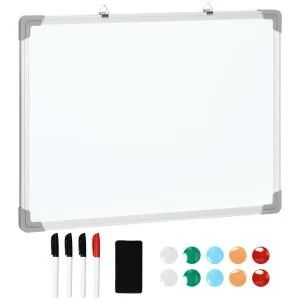 Magnetisk Whiteboard med Staffli, Justerbar Skrivtavla för Kontor och Skola, Inkluderar Pennor och Magneter, Vit, 60 x 45 cm
