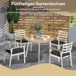 Matgrupp för Trädgård 5 Delar, Fyrkantigt Bord med 4 Stolar, Väderbeständig Design för Uteplatsen, Brun/Vit/Grå, 105 x 105 cm