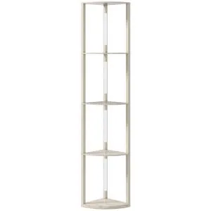 Golvlampa med Hylla Praktisk Ek MDF för Hörn och Läshörna Dimbar Varmvitt Ljus Platsbesparande 41x30x164 cm