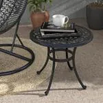 Sidobord Trädgårdsbord Svart av Aluminium för Terrass och Trädgård Kvadratiskt Bord Tål Väder och Vind Lastkapacitet 50 kg 60 x 60 cm