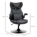 Ergonomisk Gamingstol med Gungfunktion, Bekväm Kontorsstol i Konstläder, Höj- och Sänkbar Sits för Spel och Arbete, Svart
