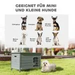 Hundkoja Hundhus med Dörr Grå av Granträ för Katter och Kaniner Vattentät Transportbur för Utomhusbruk 80 x 55 x 53,5 cm