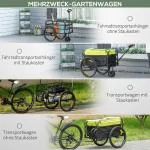 Lastvagn Cykelvagn Gul av Oxford Tyg och Metall för Cykelturer 2-i-1 Vagn med Broms och Förvaringsväska 40 kg 130 x 64 x 103 cm