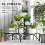 Växtställ Blomsterhylla med 3 Våningar Svart av Metall för Inomhusbruk och Balkong Blomstertrappa för Dekoration 60 cm