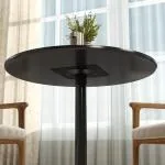 Matbord Runt Svart MDF och Stål för Kök och Vardagsrum Litet Köksbord för 2 Personer med Halkskydd Modern Design och Stabil Bas 80 cm